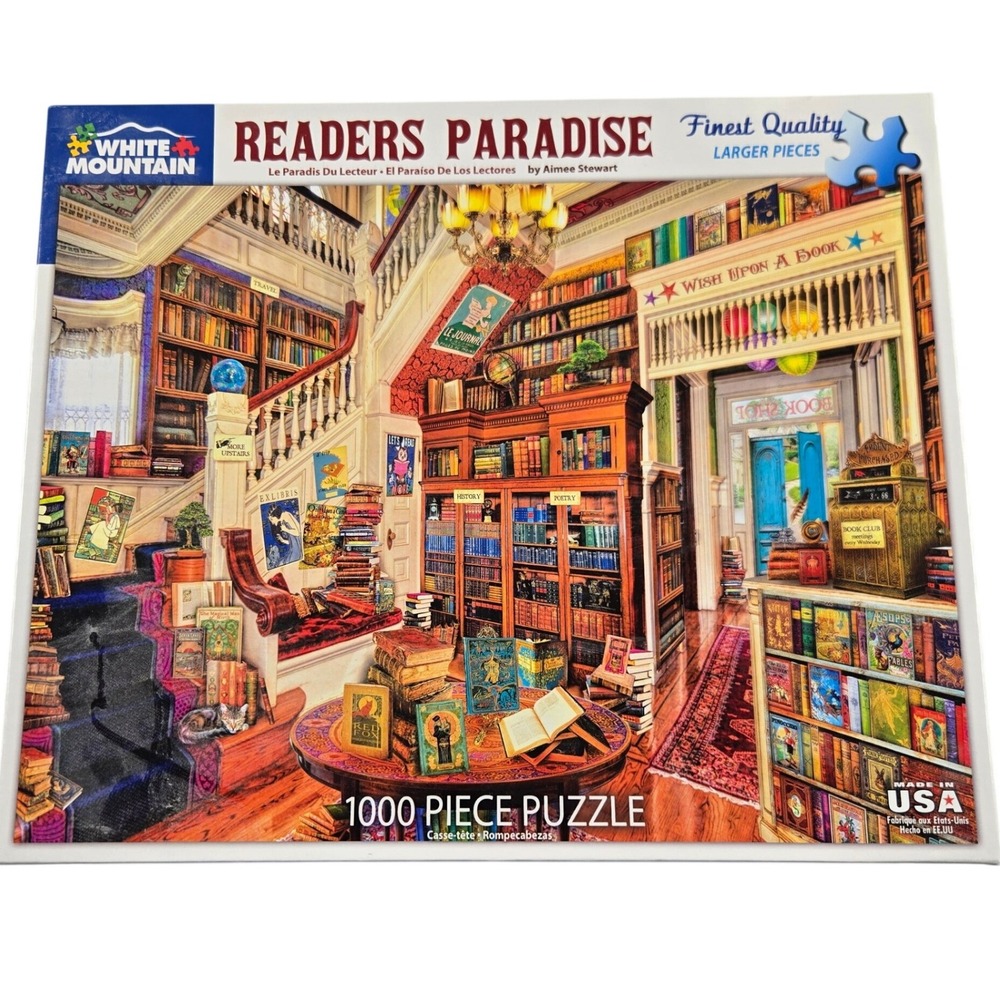 White Mountain Readers Paradise 1000 Piece Puzzle Aimee Stewart Books Library